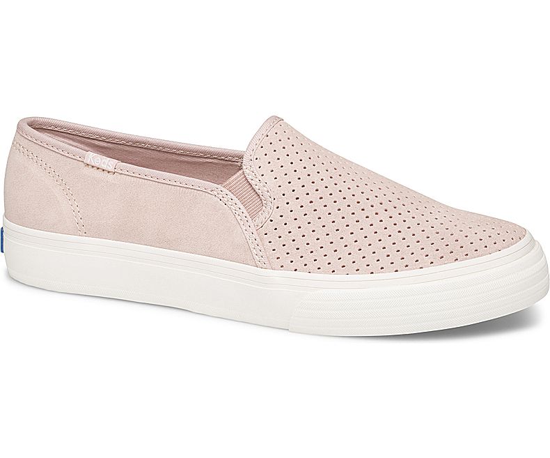 Keds Womens Pink Slip On Shoes - Keds Double Decker Perf Suede Fall 572UWPMCG